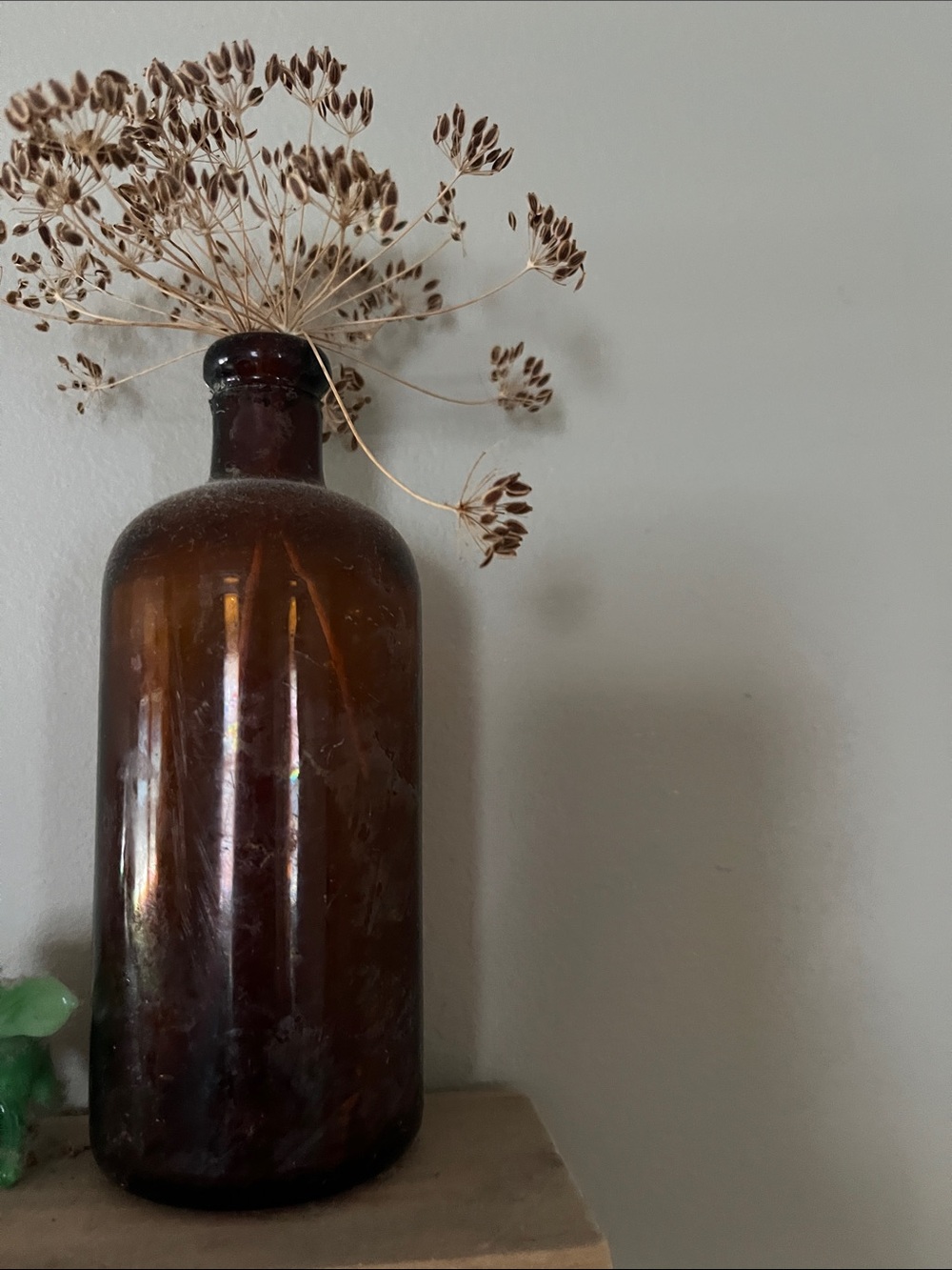 Amber Glass Decorative Bottle Vase - Home Accents